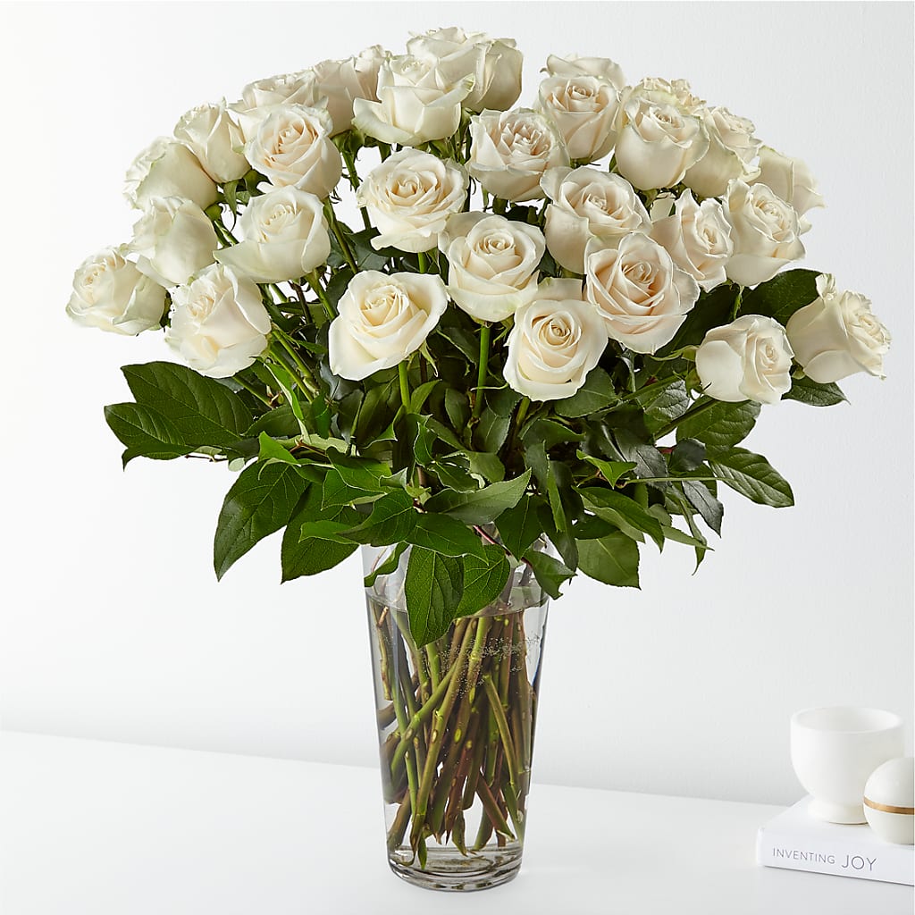 Long Stem White Rose Bouquet – Flowers By Marianne, Newburyport MA