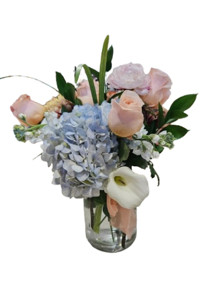 Blush & Blue Elegance – Flowers By Marianne, Newburyport MA