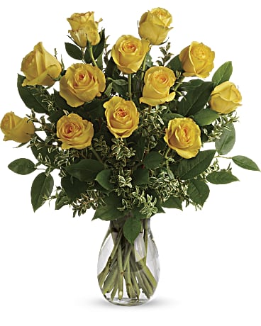 Dozen Yellow Roses Arranged – Flowers By Marianne, Newburyport MA