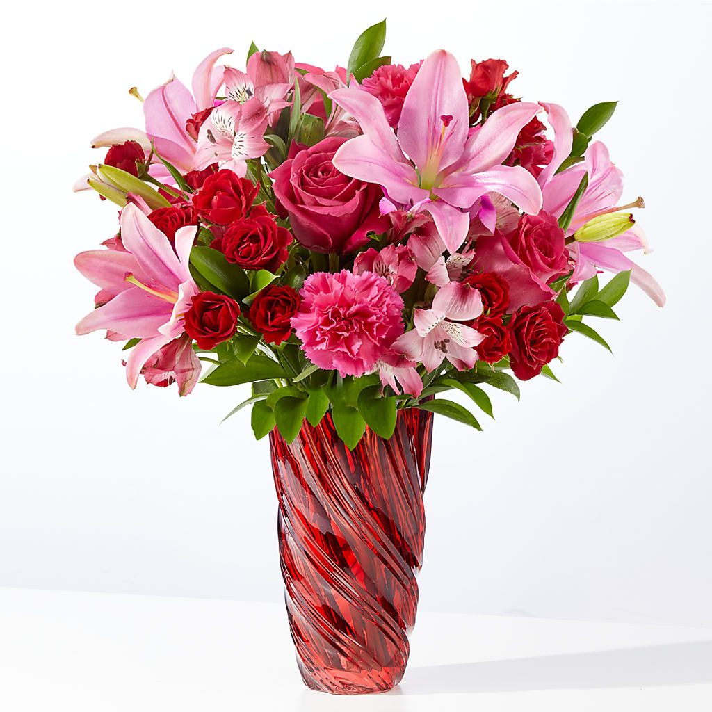 In Love Bouquet with Luxe Swirl Vase – Flowers By Marianne, Newburyport MA