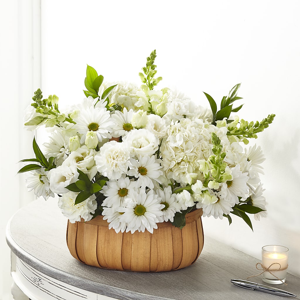 Pure Ivory Basket – Flowers By Marianne, Newburyport MA
