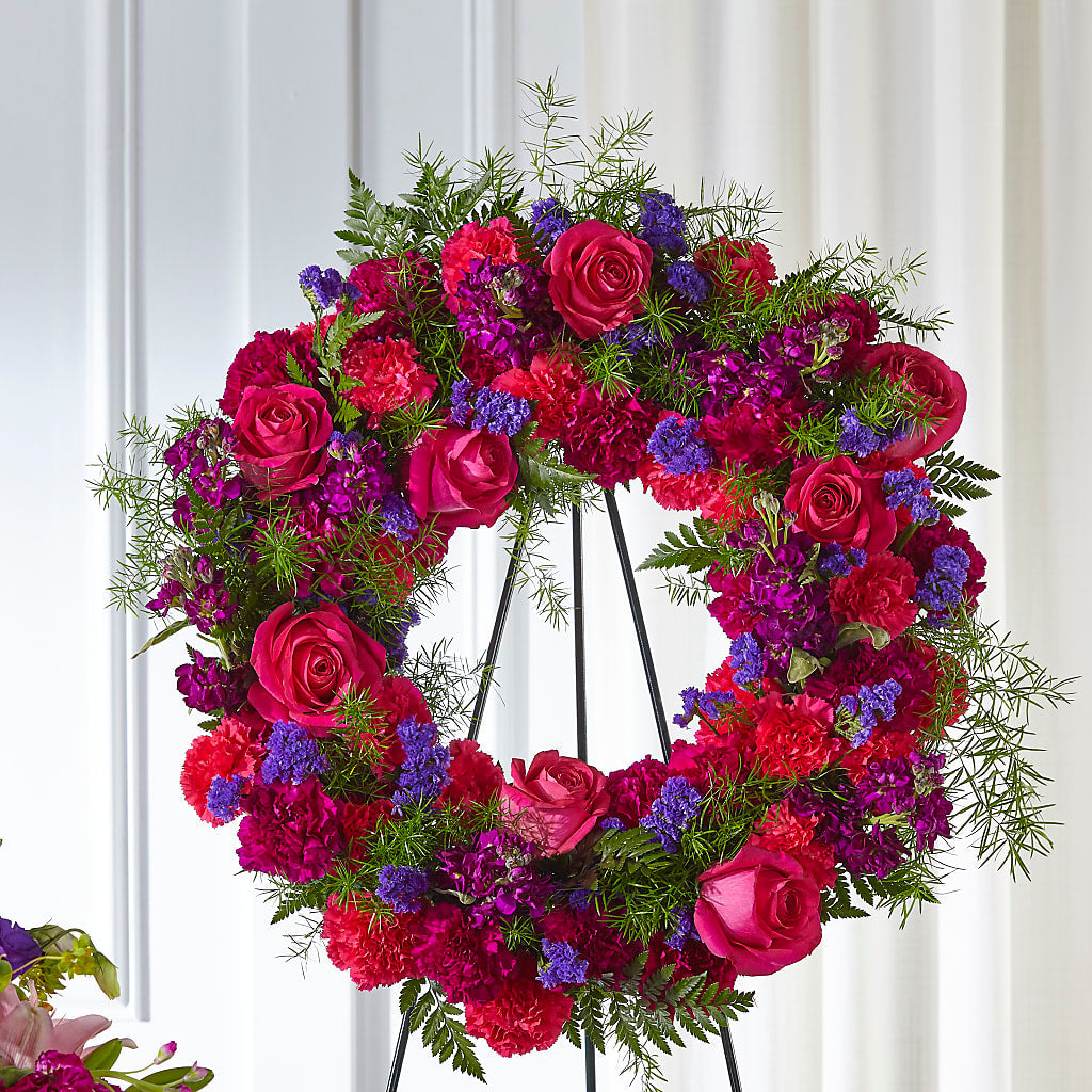 Calming Colors Wreath – Flowers By Marianne, Newburyport MA