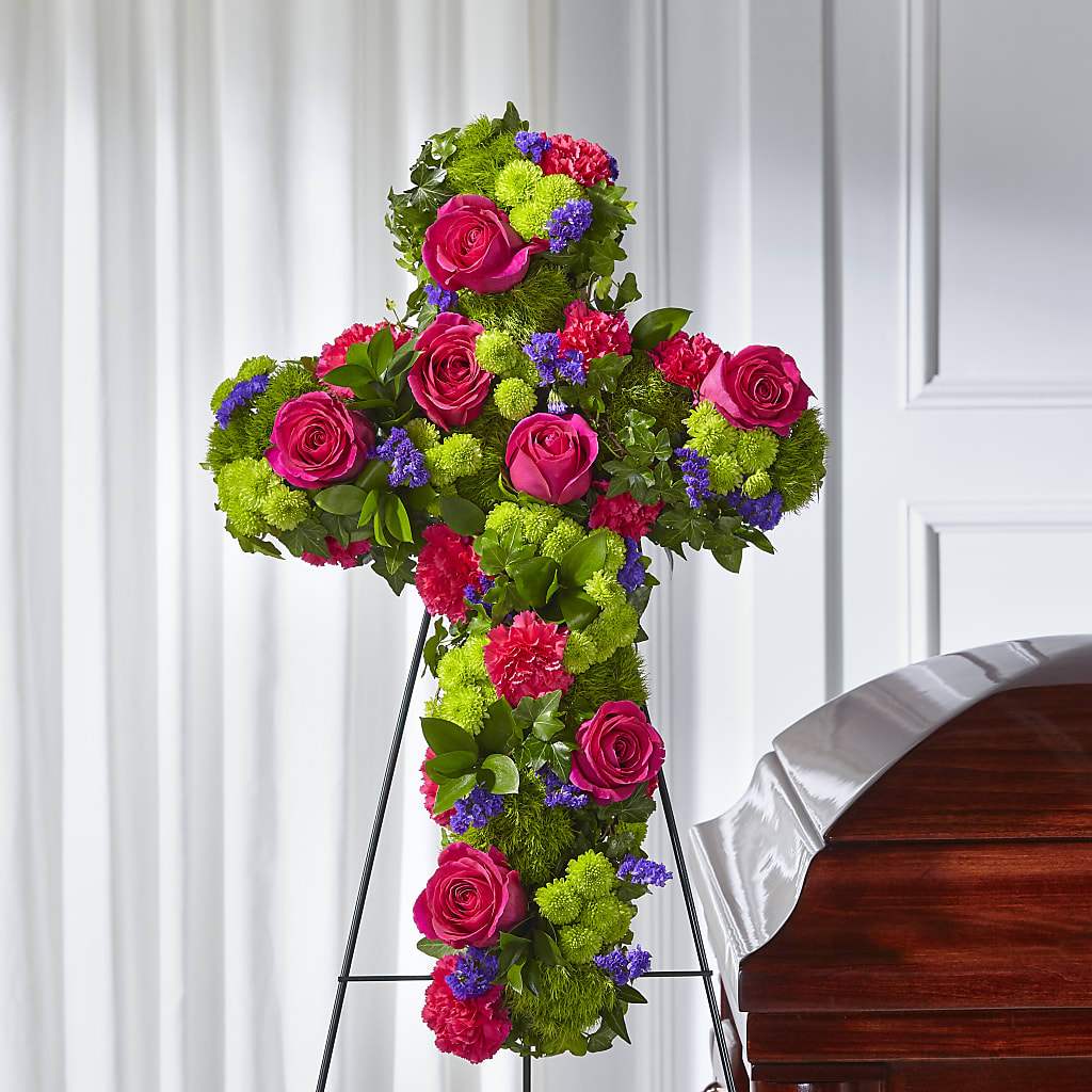 Tribute Rose Floral Cross – Flowers By Marianne, Newburyport MA