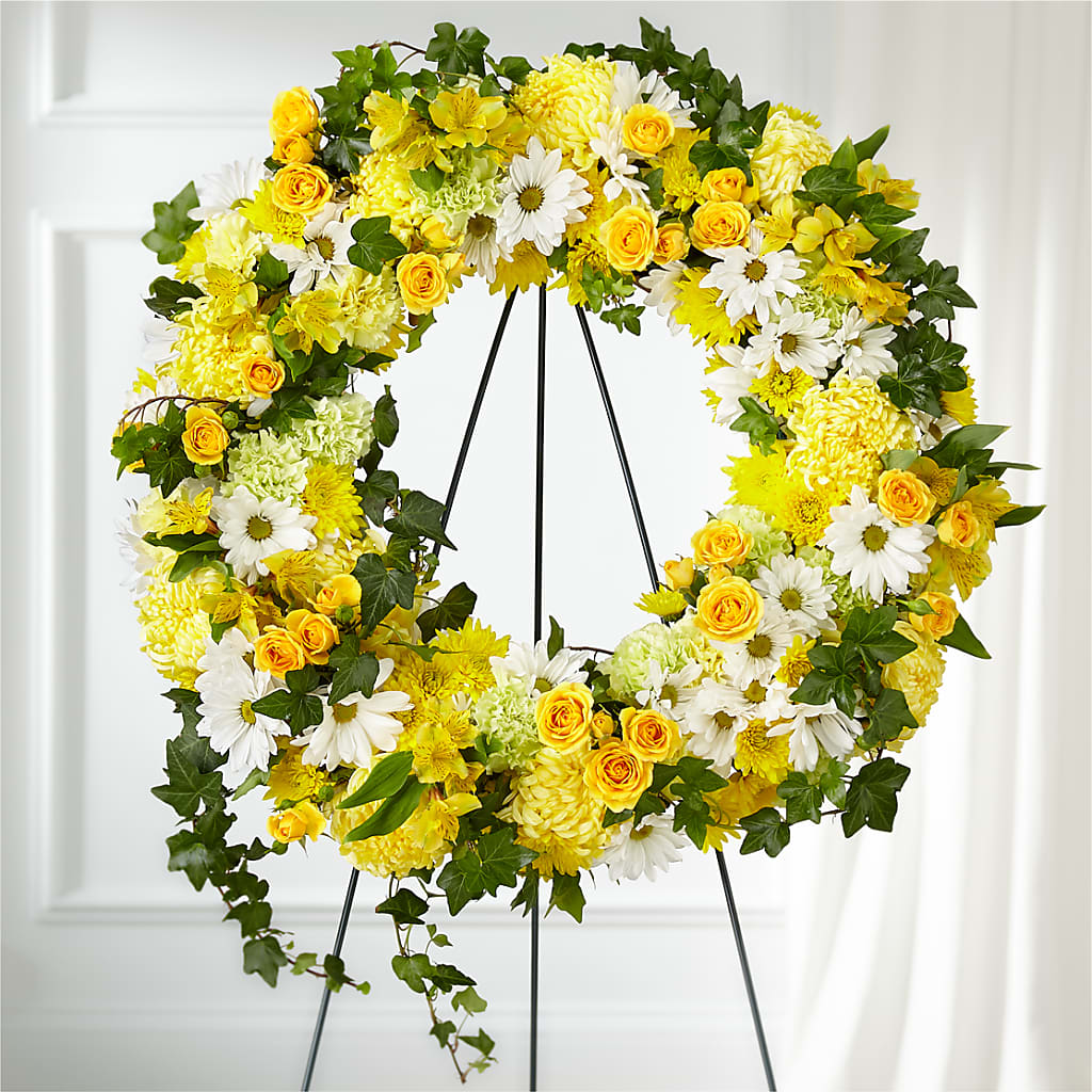 Golden Remembrance Wreath – Flowers By Marianne, Newburyport MA