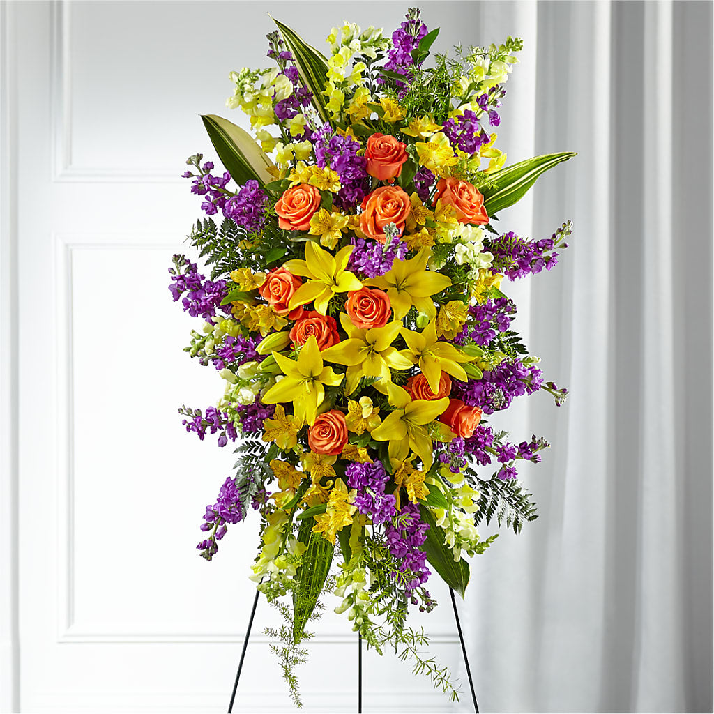 Thoughtful Prayers Standing Spray – Flowers By Marianne, Newburyport MA