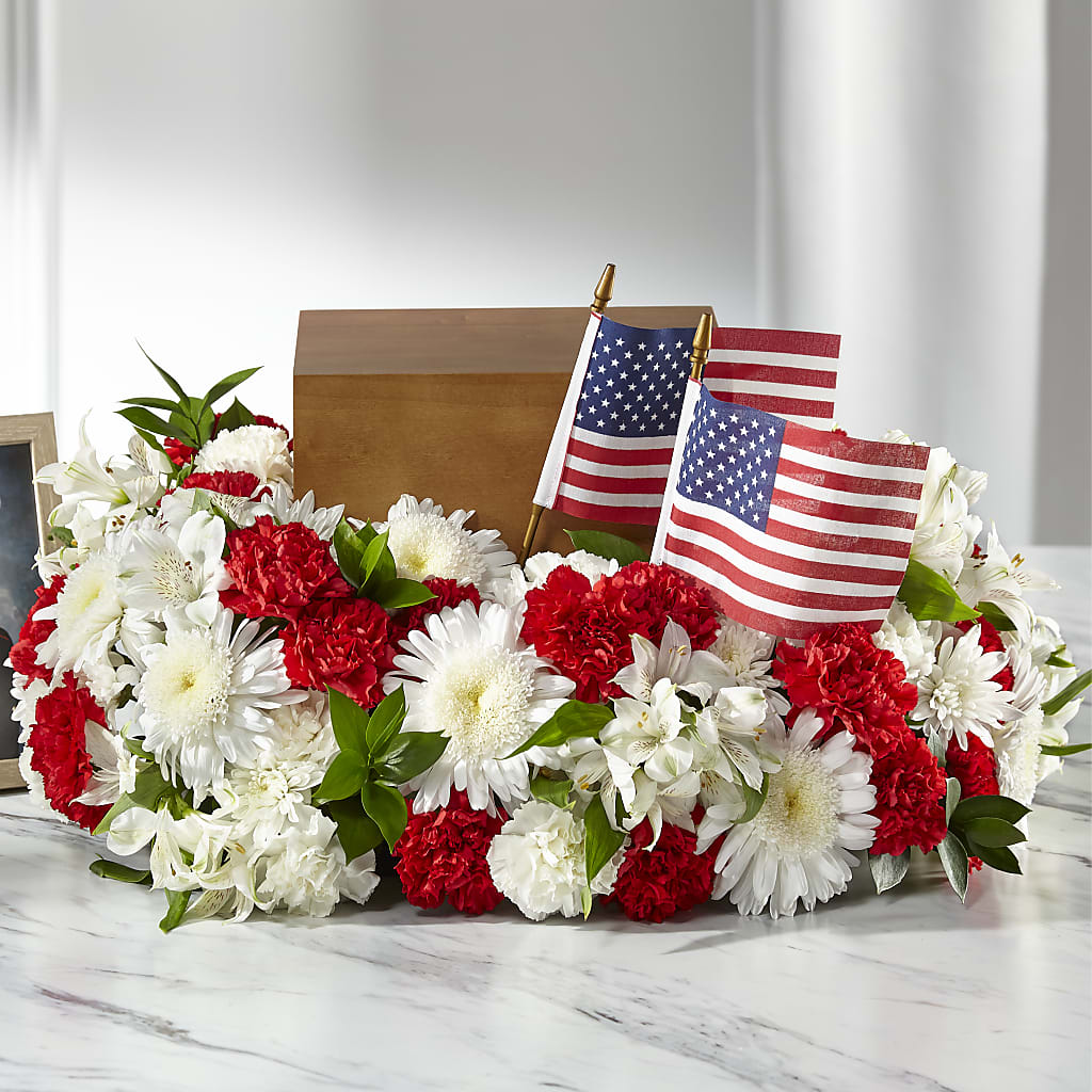 Spirit of Patriotism Cremation Adornment – Flowers By Marianne, Newburyport MA