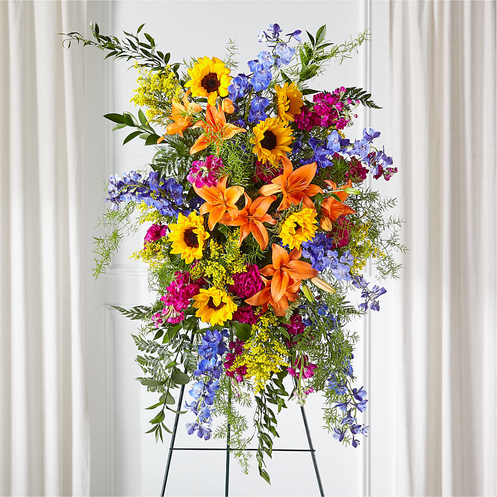 Sunlit Memories Standing Spray (Standard) – Flowers By Marianne, Newburyport MA