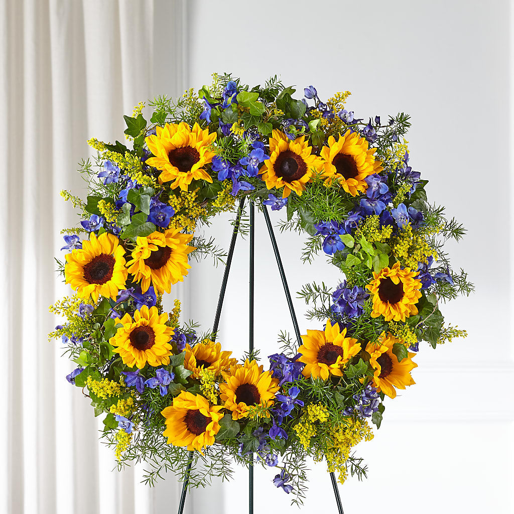 Bright Rays Wreath – Flowers By Marianne, Newburyport MA