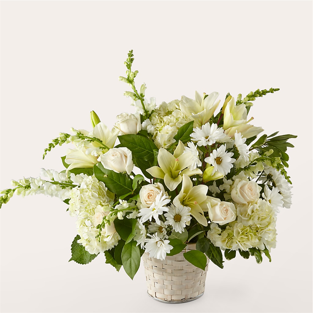 Ivory Elegance Floral Basket – Flowers By Marianne, Newburyport MA