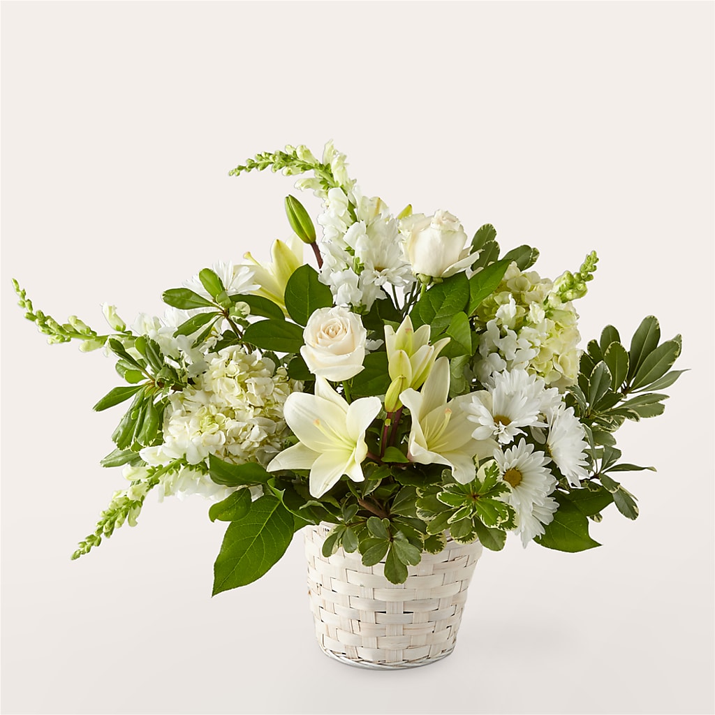 Ivory Elegance Floral Basket – Flowers By Marianne, Newburyport MA