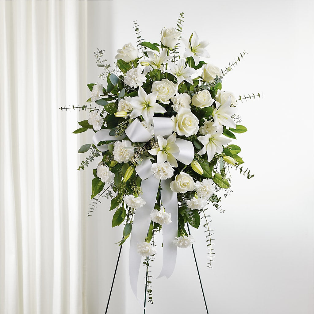 With Care Standing Spray – Flowers By Marianne, Newburyport MA