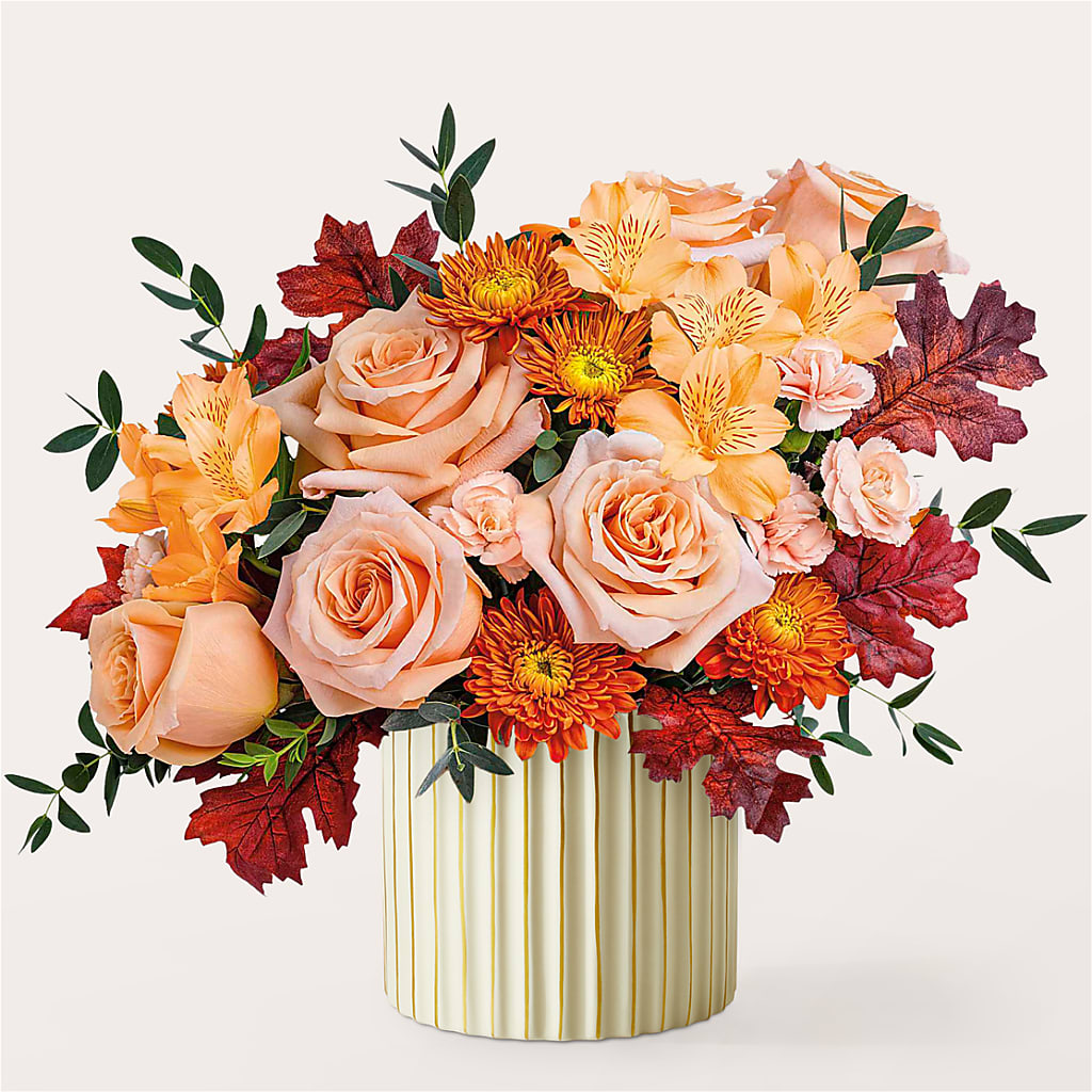 Spiced Latte Bouquet with Ivory Vase – Flowers By Marianne, Newburyport MA