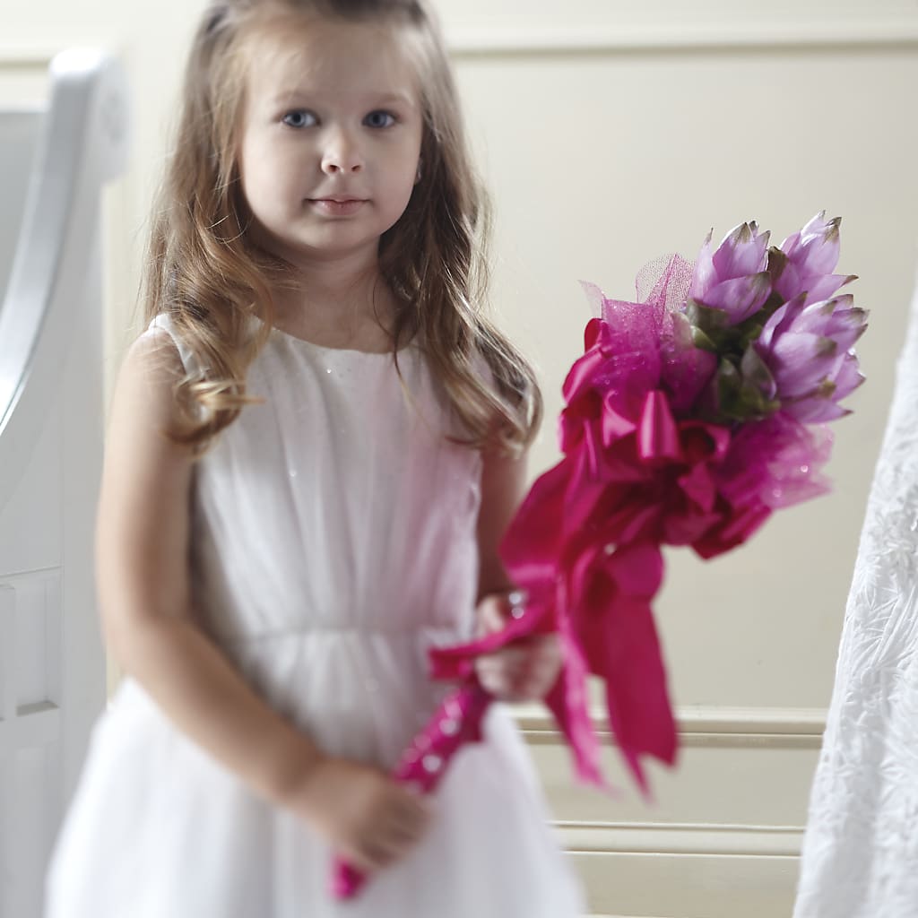 Sparkle Pink Flower Girl Bouquet – Flowers By Marianne, Newburyport MA