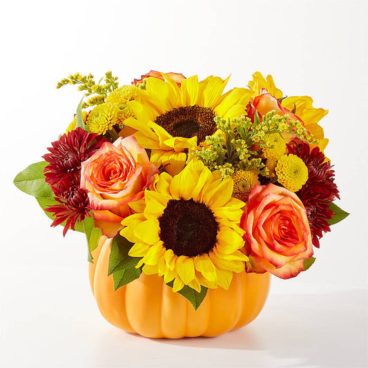 Golden Gourd Pumpkin Bouquet –  Flowers By Marianne, Newburyport MA