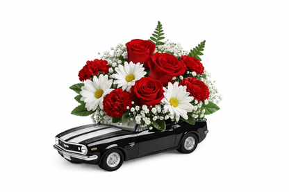 Love in High Gear – Camaro Arrangement –  Flowers By Marianne, Newburyport MA