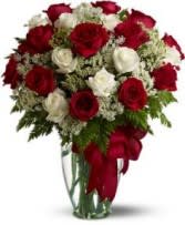 Love's Divine Two Dozen Red and White roses