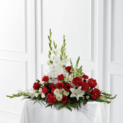 Crimson & White Arrangement –  Flowers By Marianne, Newburyport MA