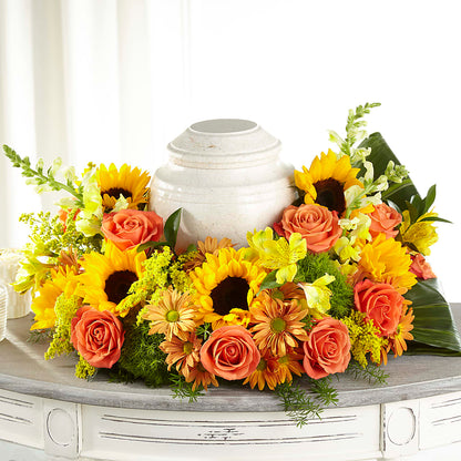 Faithful Sunflower Cremation Adornment –  Flowers By Marianne, Newburyport MA