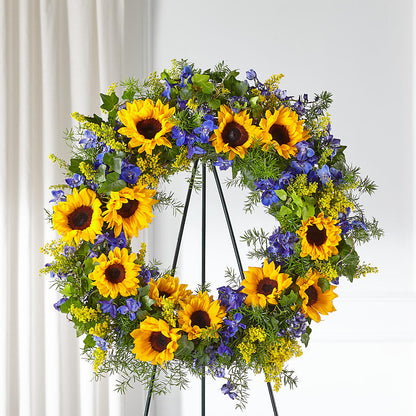 Bright Rays Wreath –  Flowers By Marianne, Newburyport MA