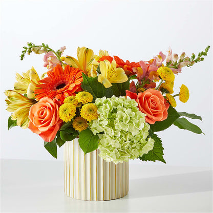 Autumn Sunshine Bouquet with Ivory Vase –  Flowers By Marianne, Newburyport MA