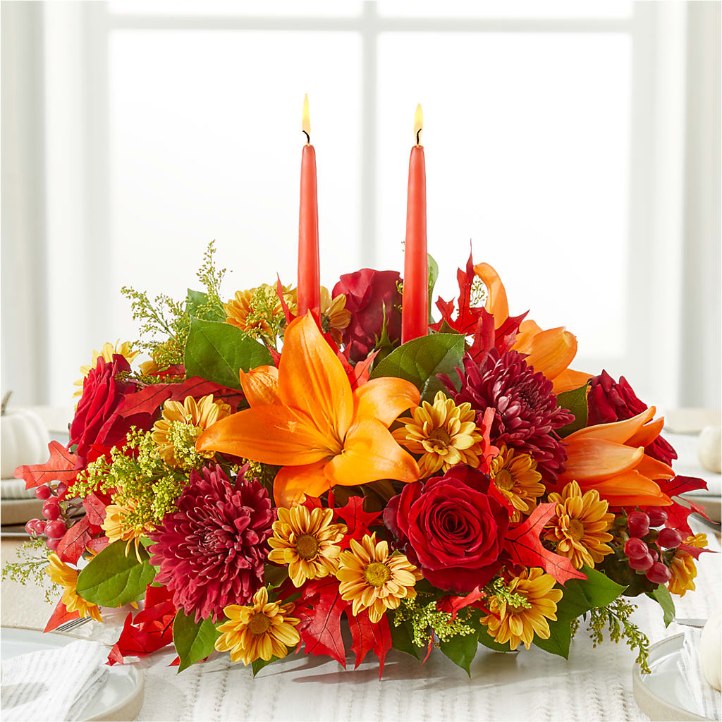Autumn's Embrace Centerpiece –  Flowers By Marianne, Newburyport MA