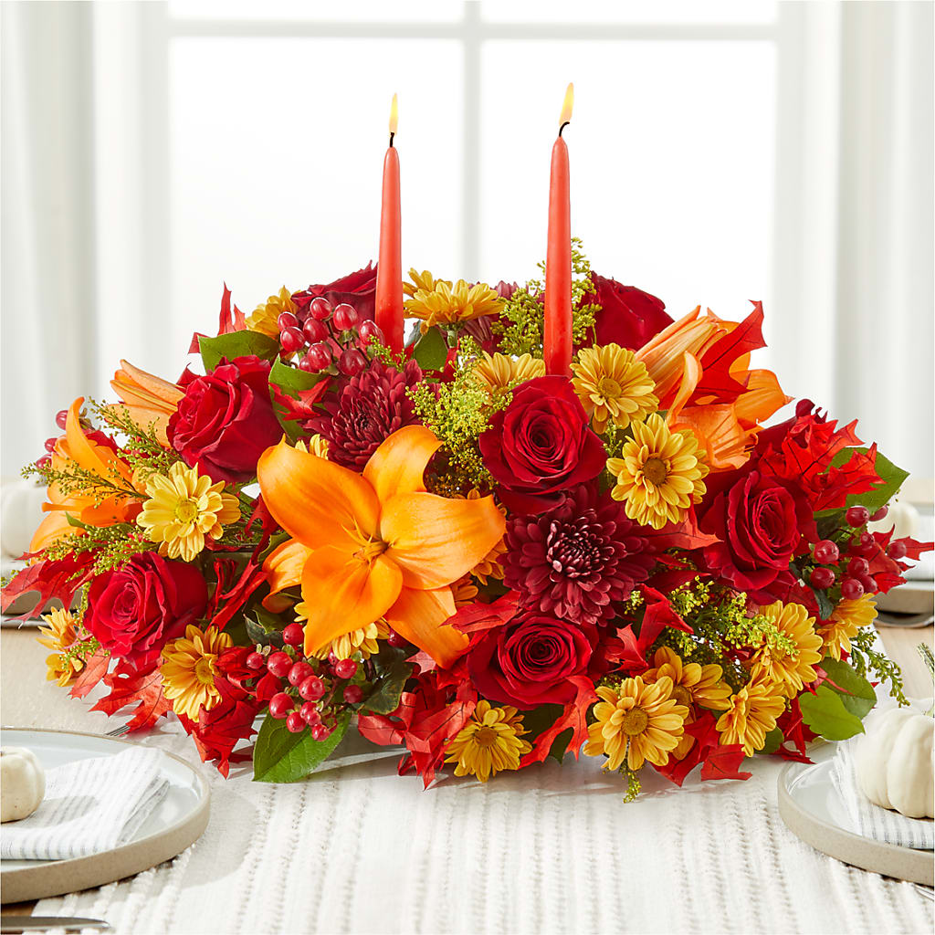 Autumn's Embrace Centerpiece –  Flowers By Marianne, Newburyport MA