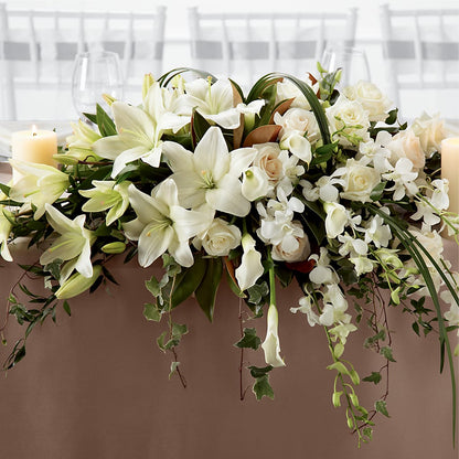 White Linen Arrangement –  Flowers By Marianne, Newburyport MA