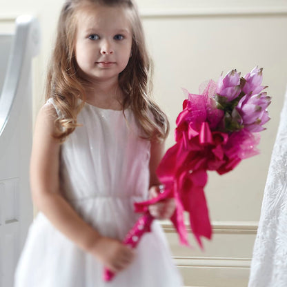Sparkle Pink Flower Girl Bouquet –  Flowers By Marianne, Newburyport MA